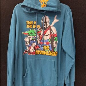 Star Wars Mandalorian Pullover Hoodie Blue/Green - Size Large
